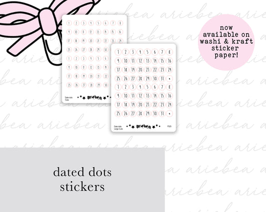 Monthly Date Dot Planner Stickers- Cute font