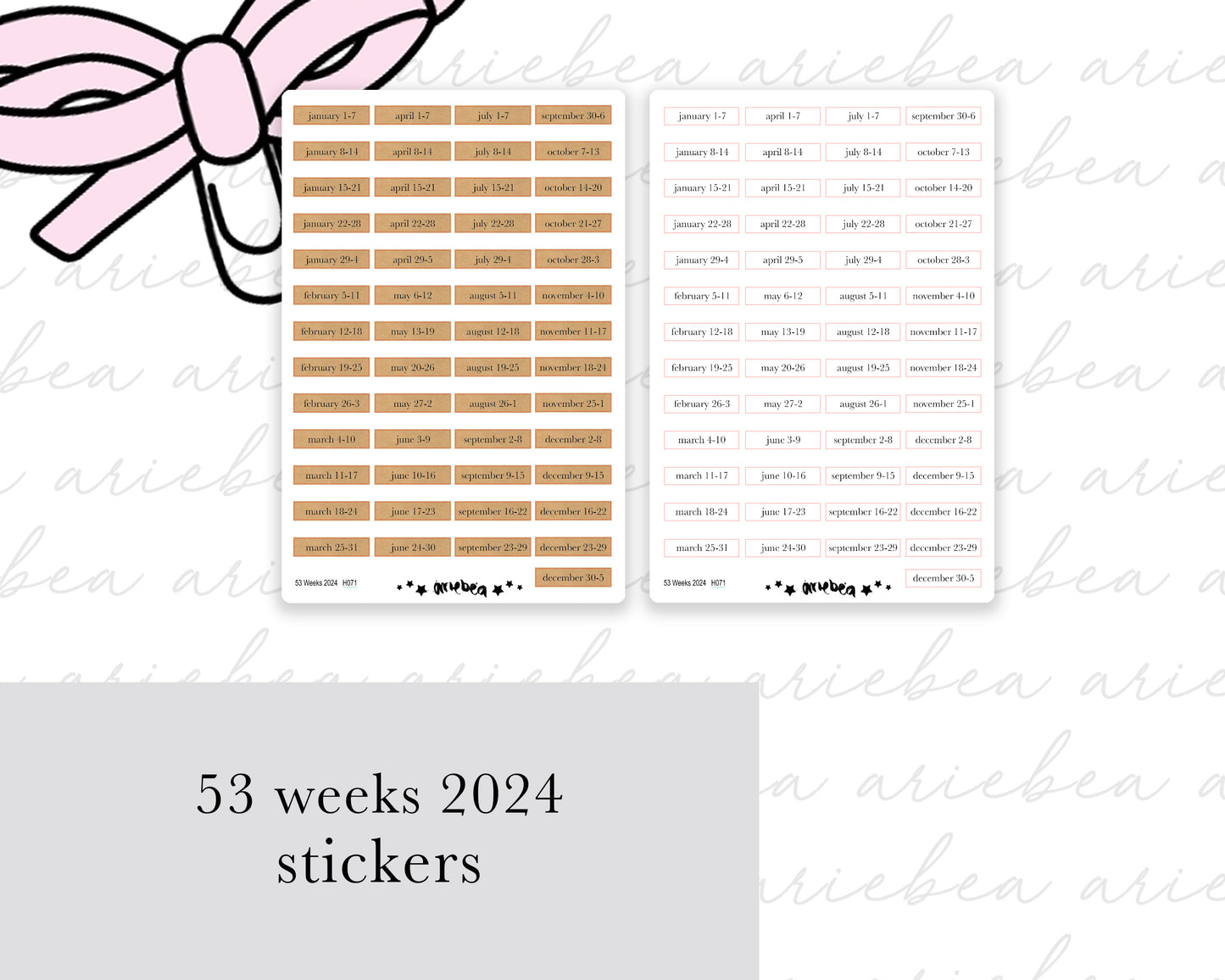 53 Weeks 2024 Weekly Planner Stickers
