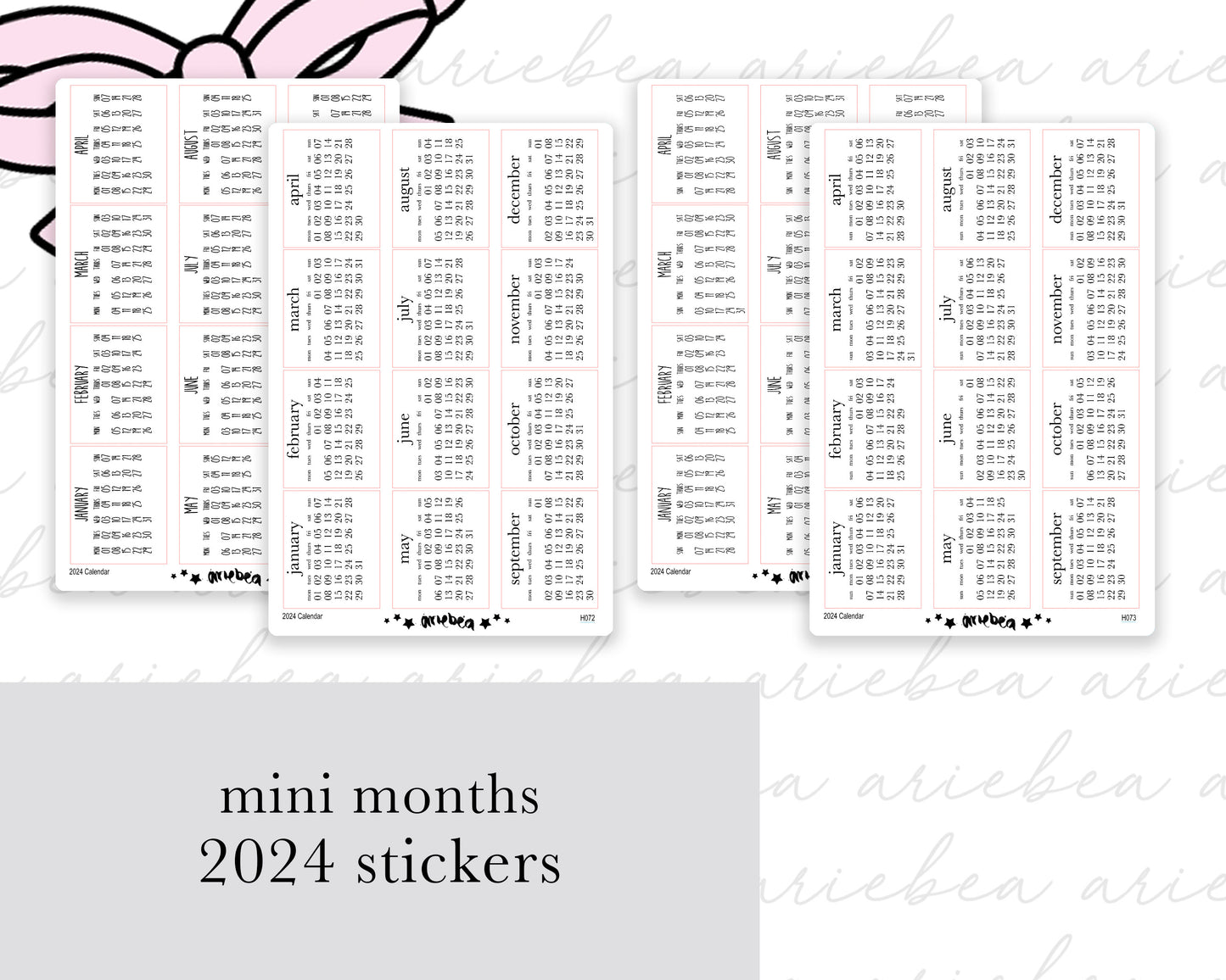 2024 Mini Month Calendar Planner Stickers