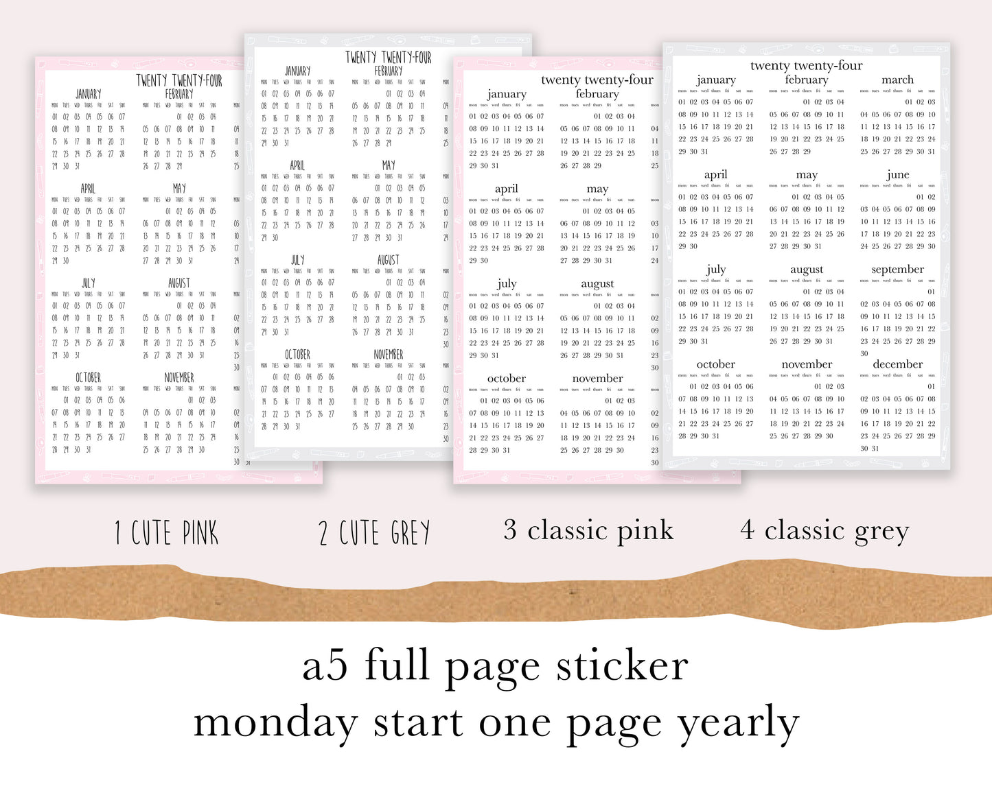 Monday Start 1 page |A5| Full Page Sticker|2024