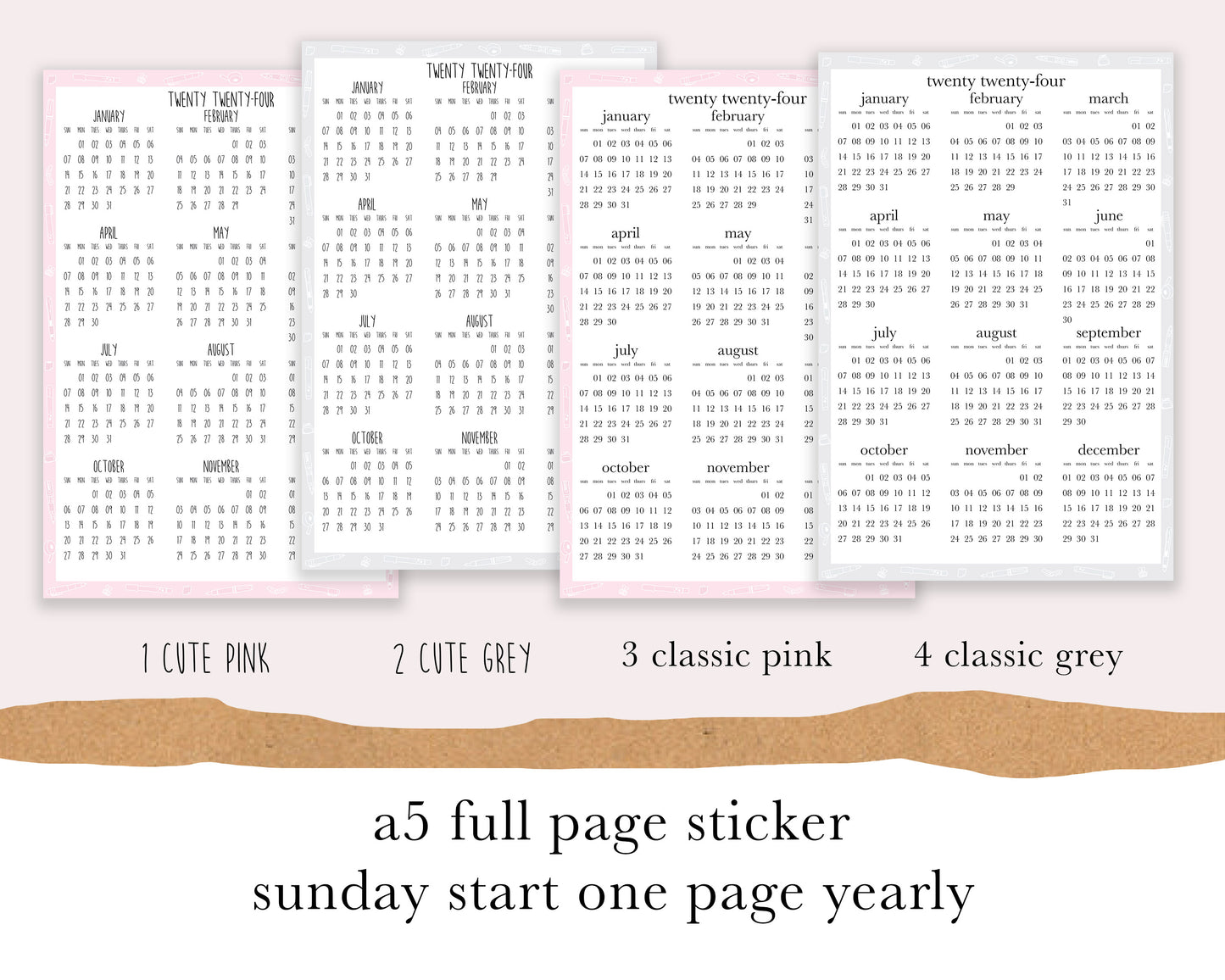 Sunday Start 1 page |A5| Full Page Sticker|2024