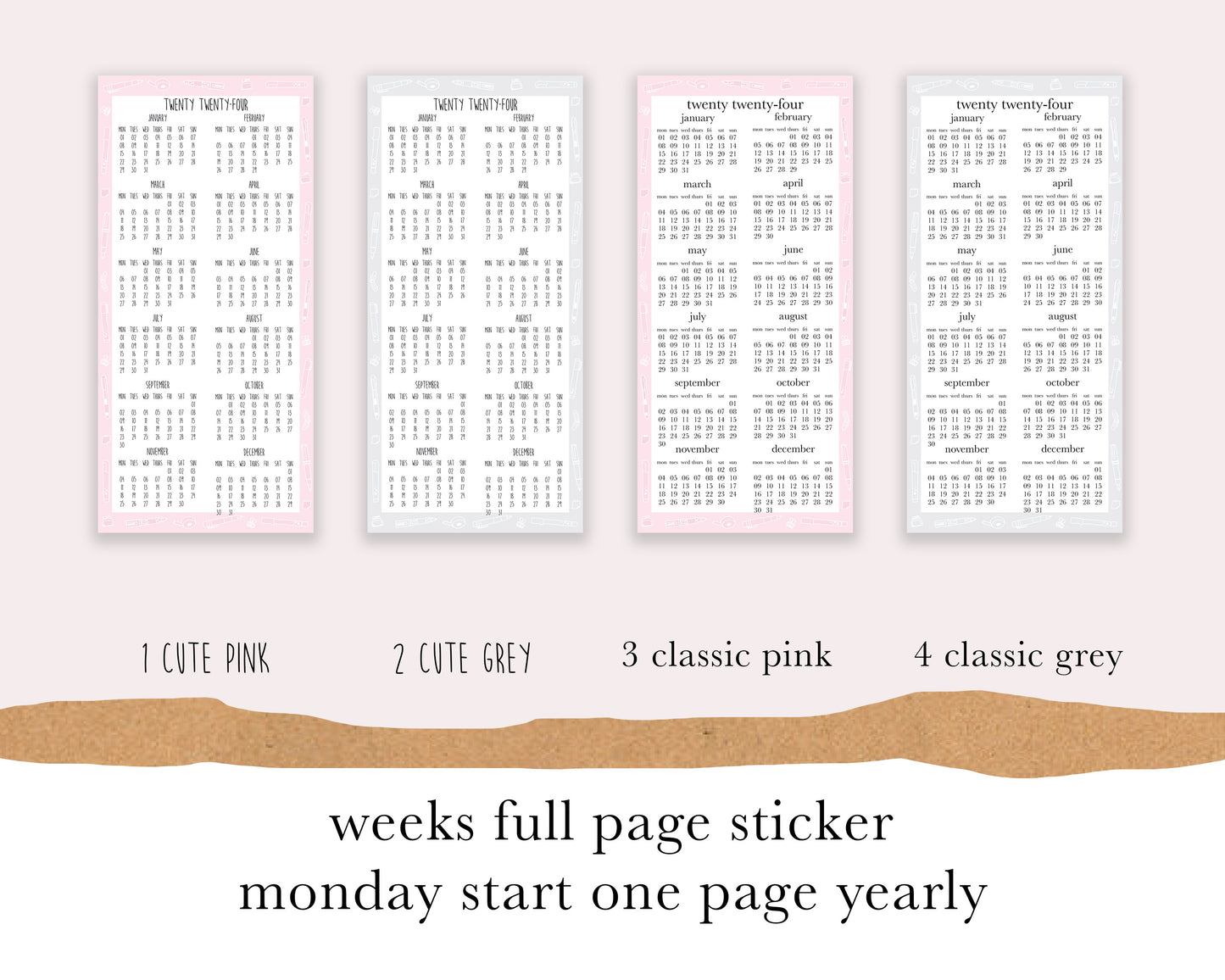 Monday Start 1 page |Weeks| Full Page Sticker |2024
