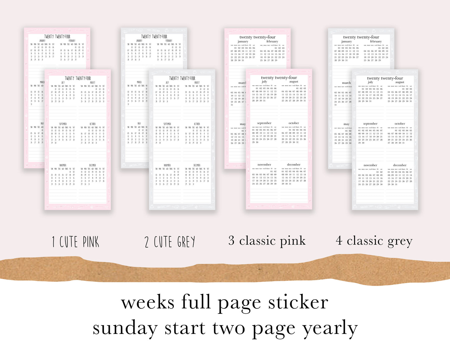 Sunday Start 2 page |Weeks| Full Page Sticker |2024
