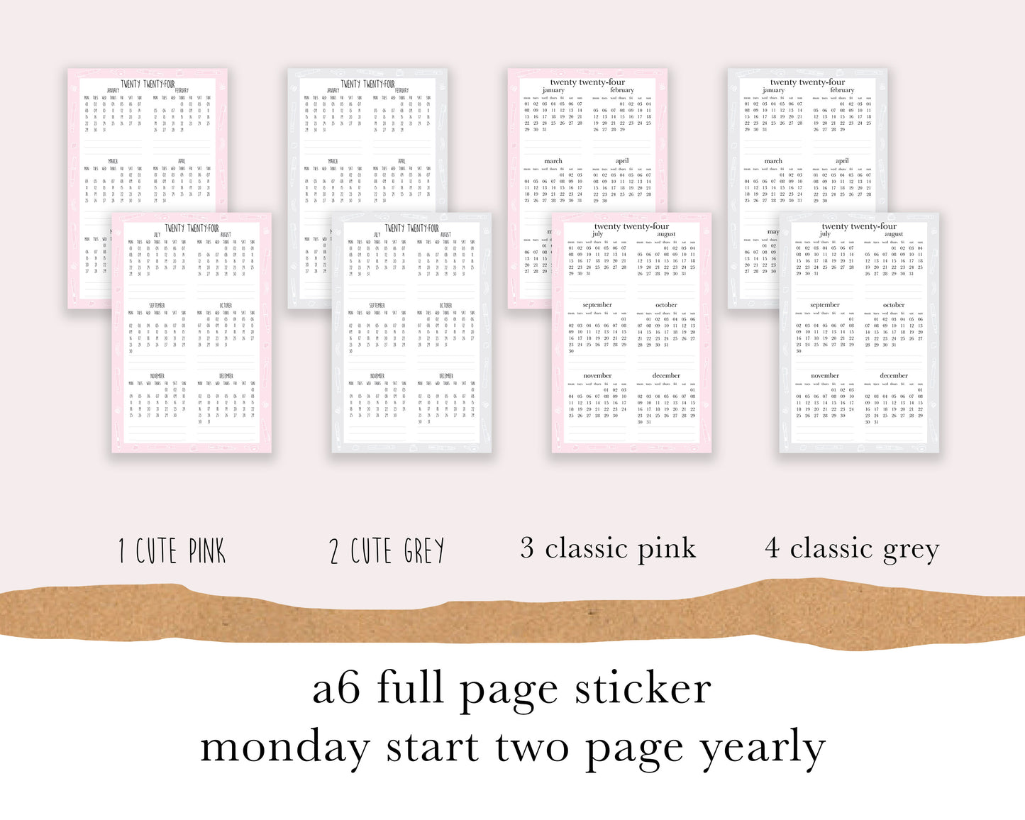 Monday Start 2 page |A6| Full Page Sticker |2024