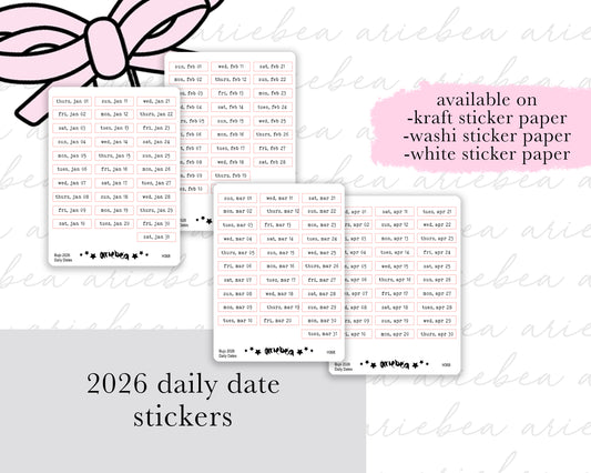 2026 Dated Daily Planner Stickers January - April