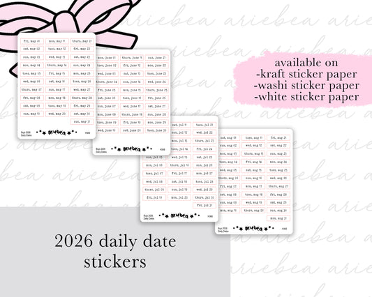 2026 Dated Daily Planner Stickers May - August