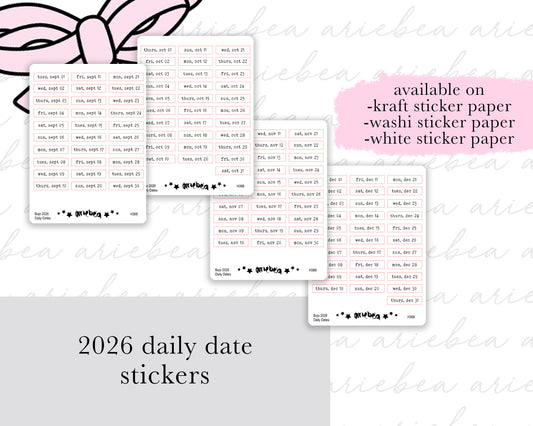 2026 Dated Daily Planner Stickers September - December