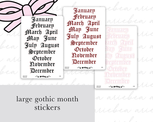 Gothic Large Monthly Planner Stickers