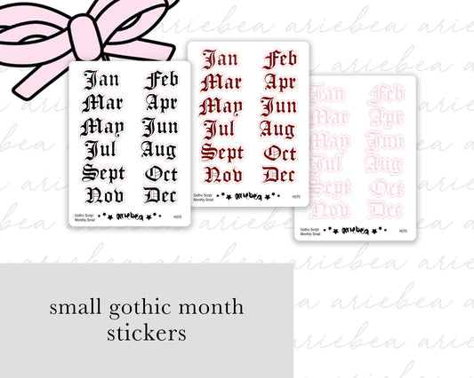 Gothic Monthly Small Planner Stickers