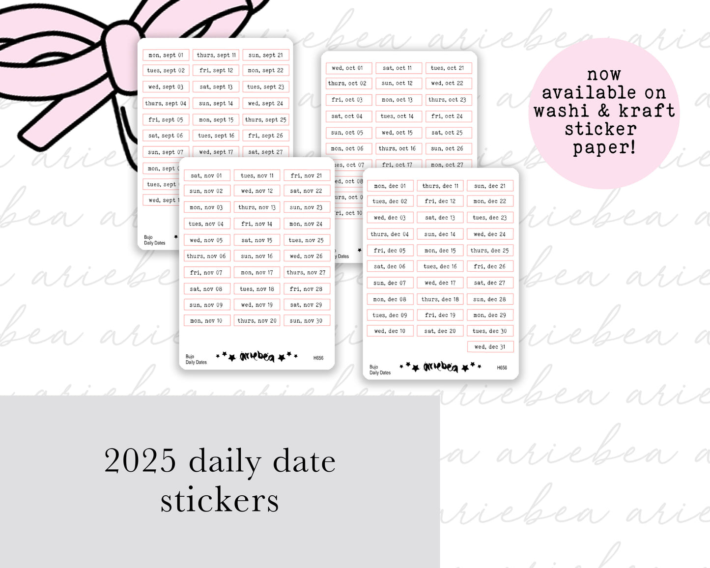 2025 Dated Daily Planner Stickers September -December