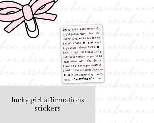Lucky Girl Affirmations Planner Stickers