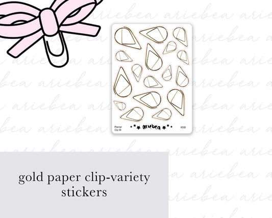 Gold Paper Clip Variety Planner Stickers