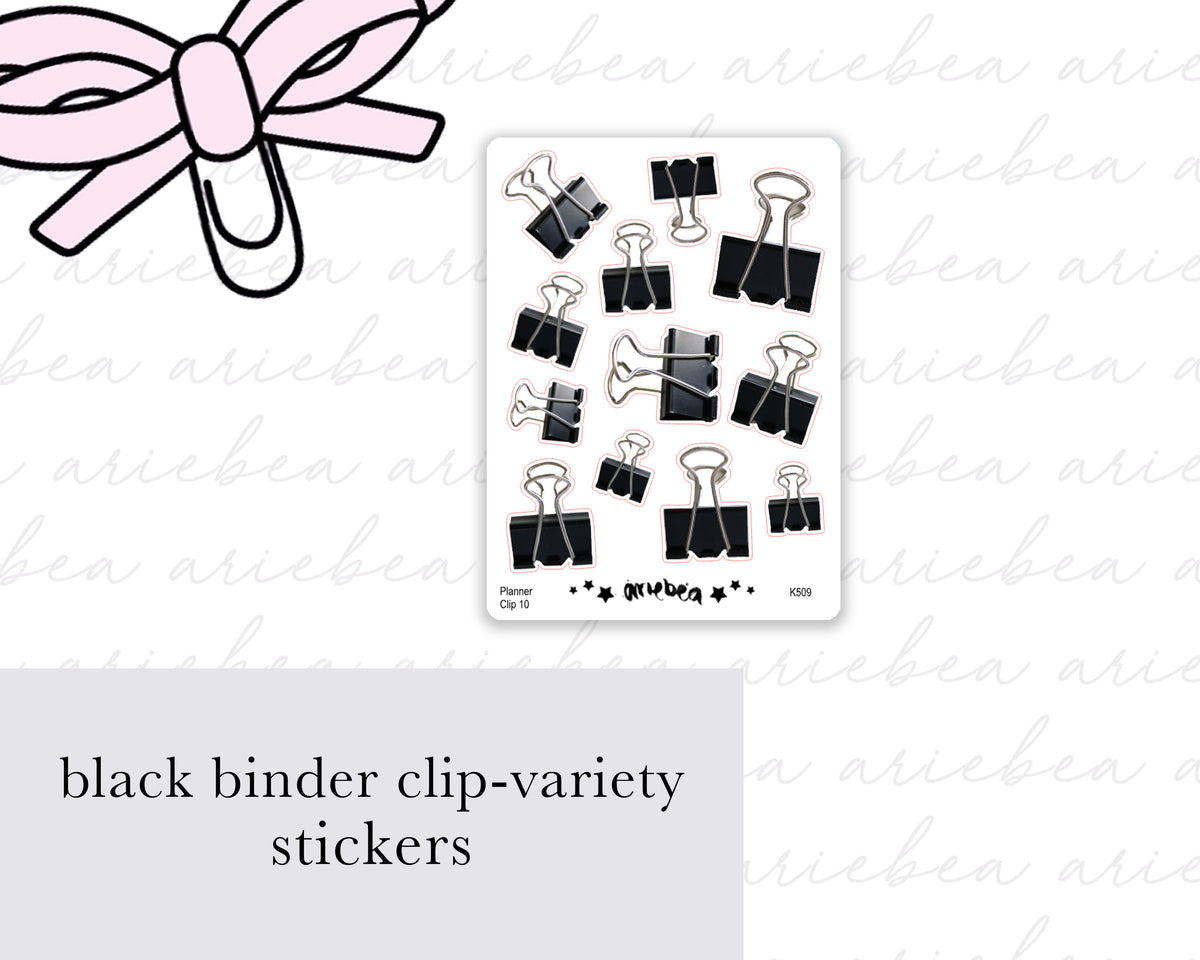 Black Binder Clip Variety Planner Stickers