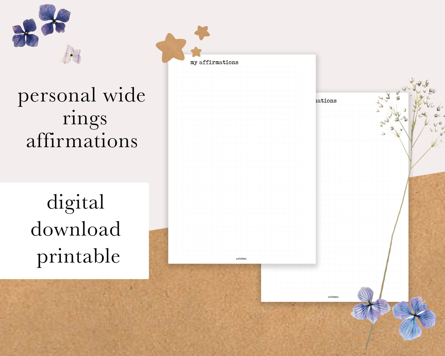 DIGITAL DOWNLOAD Personal Wide Rings | My Affirmations Printable