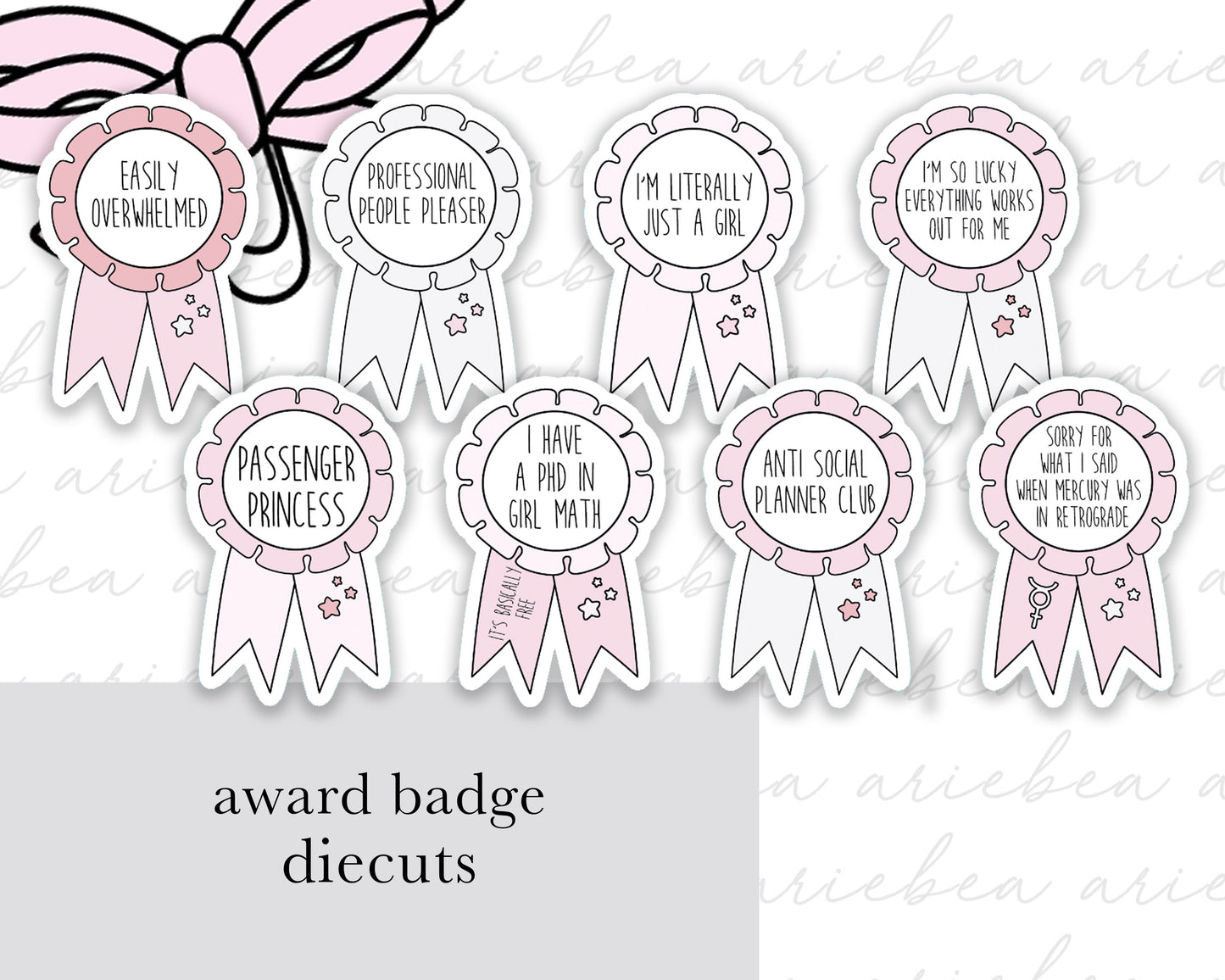 Girly Sarcastic Award Badge Planner Sticker Diecuts