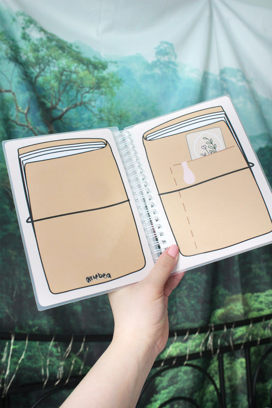 5 by 7 Reusable Sticker Book Handstitched TN Planner Tan