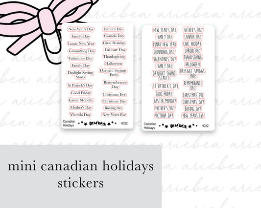 Hobonichi Functional Canadian Holidays Planner Stickers