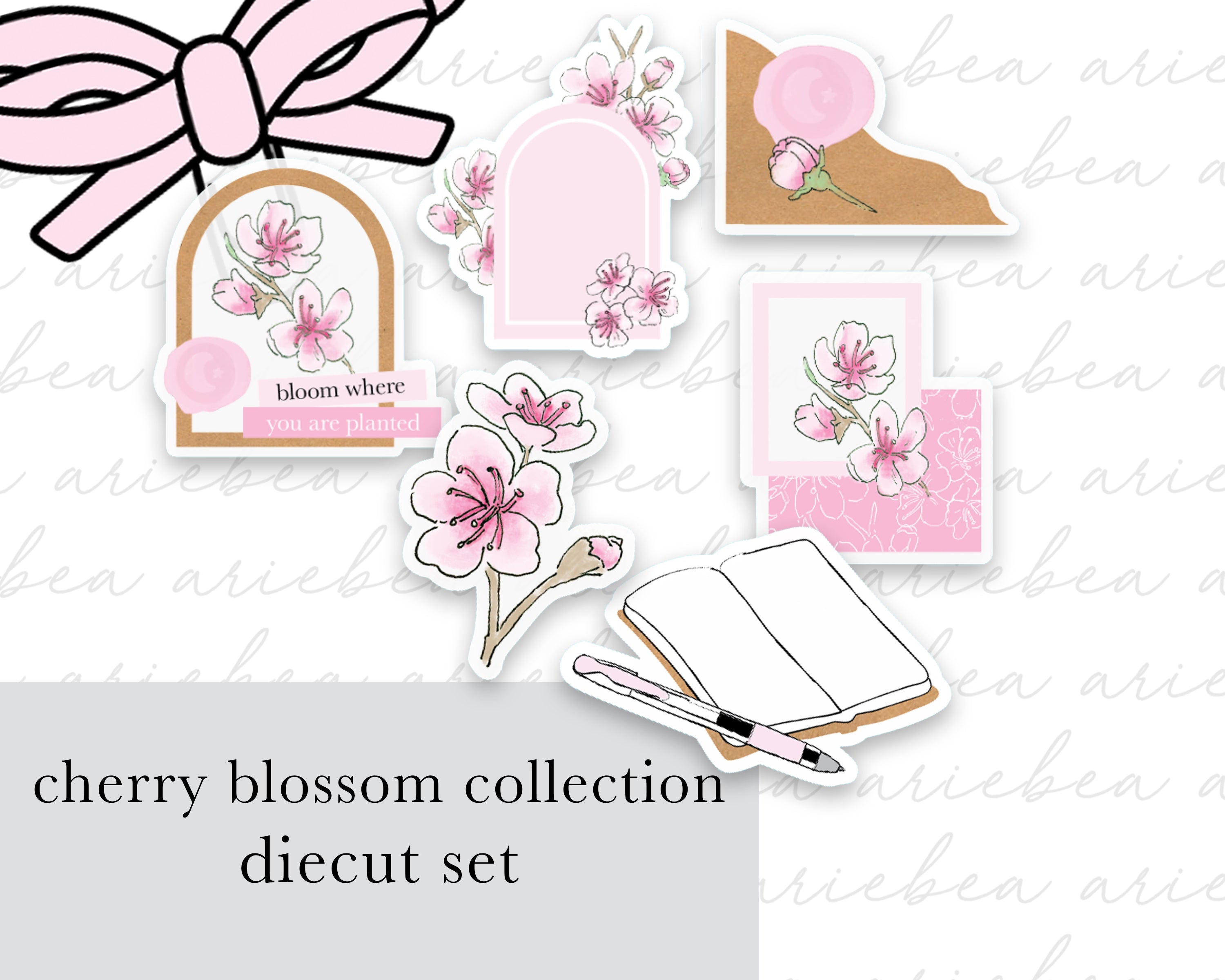 Cherry Blossom Collection Diecut Set Of 6 Ariebea 