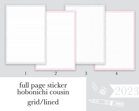 Grid & Lined |A5| Full Page Sticker| Anytime Undated