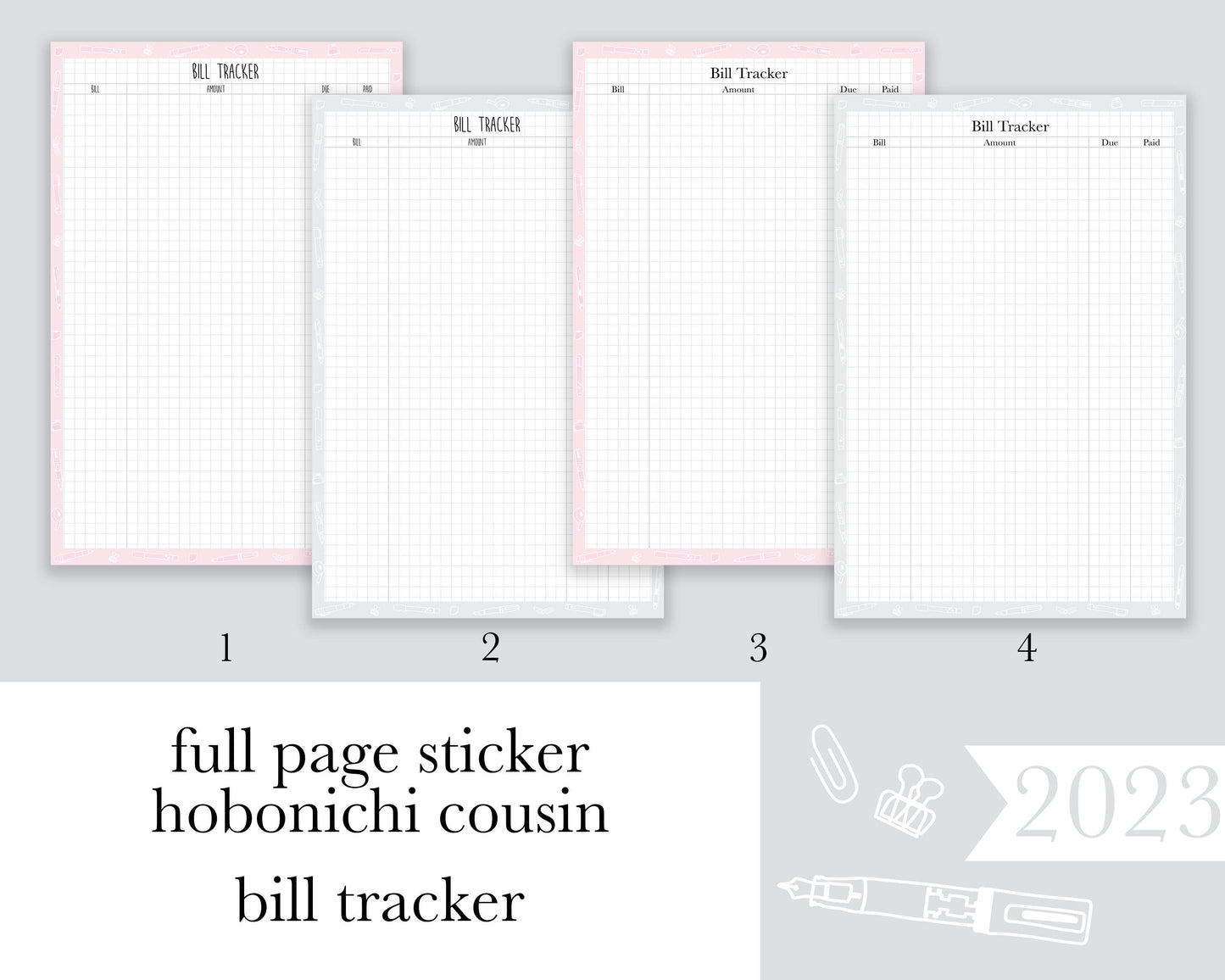 Bill Tracker |A5| Full Page Sticker| Anytime Undated