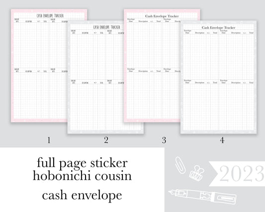 Cash Envelope Tracker |A5| Full Page Sticker| Anytime Undated