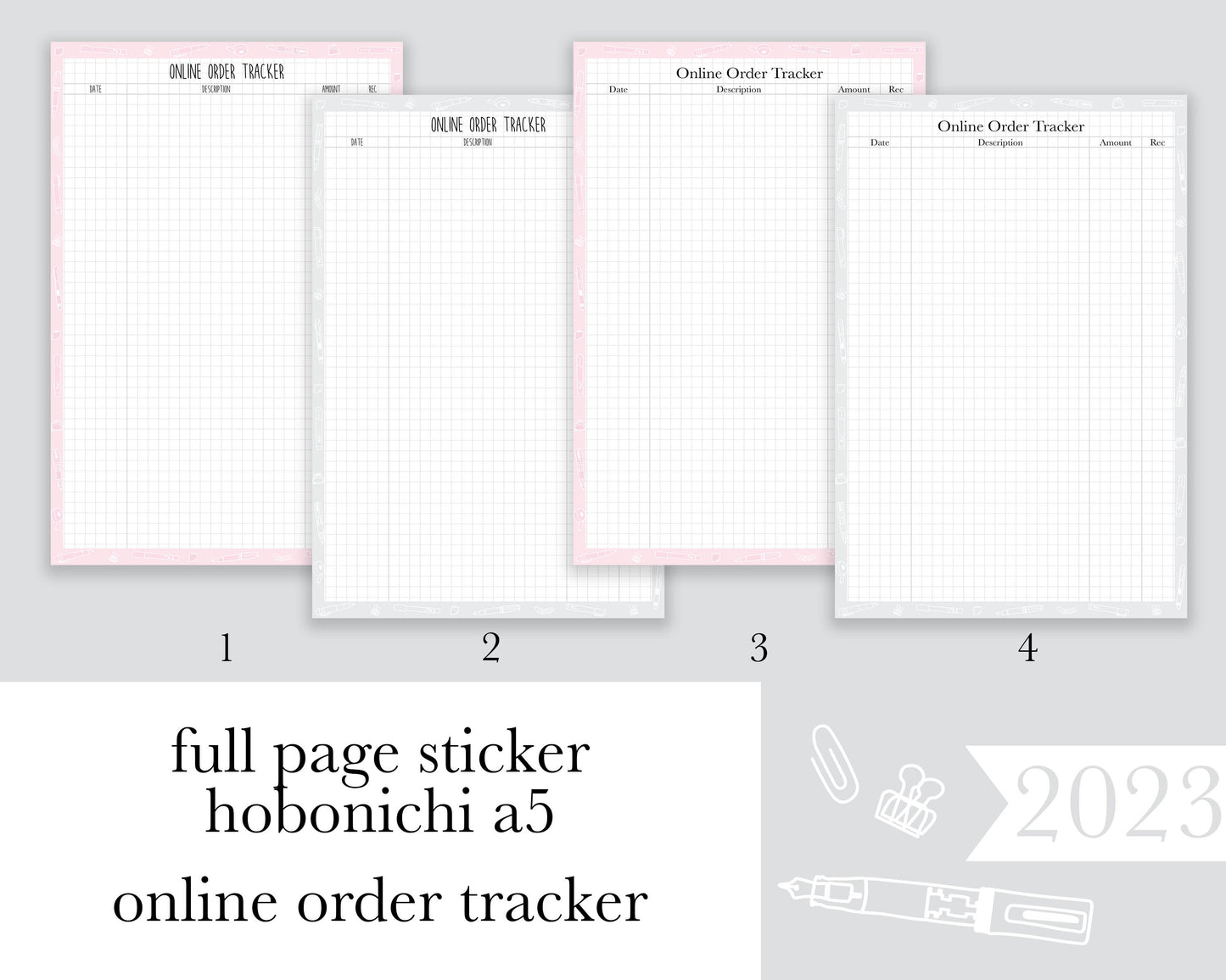 Online Order Tracker |A5| Full Page Sticker| Anytime Undated