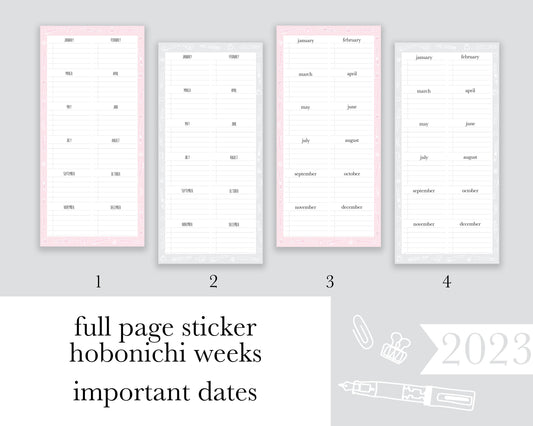 Important Dates |Weeks| Full Page Sticker | Anytime Undated