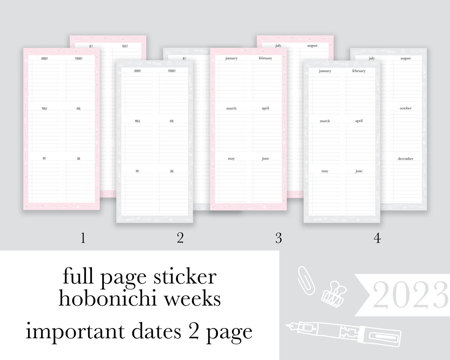Important Dates 2 page |Weeks| Full Page Sticker | Anytime Undated