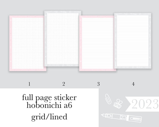 Grid & Lined |A6| Full Page Sticker | Anytime Undated