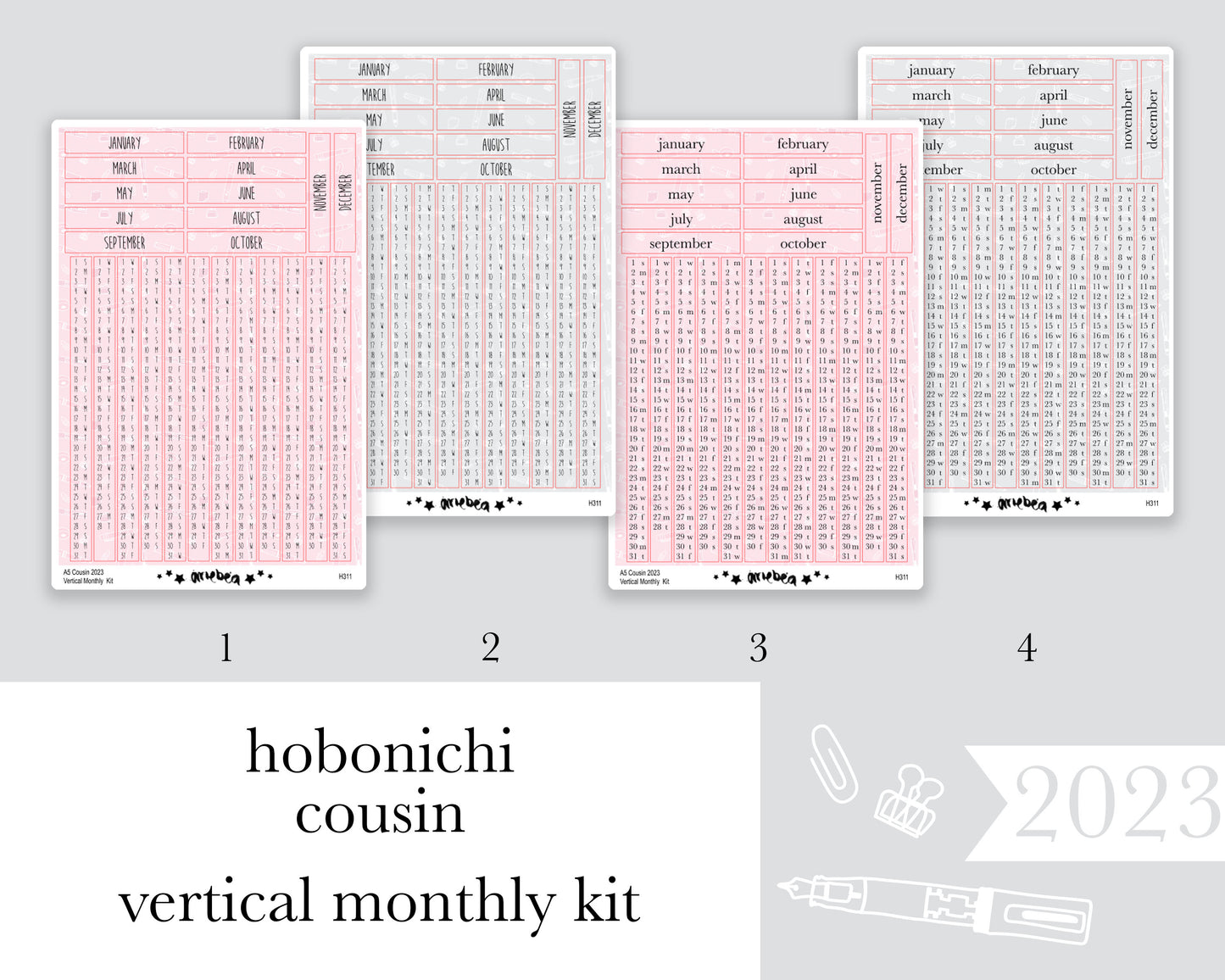 Vertical Perpetual Monthly |Hobonichi Cousin A5| 2023