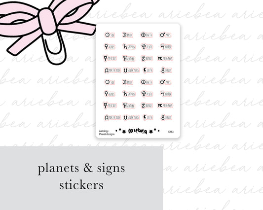 Astrology Planets & Signs Planner Stickers