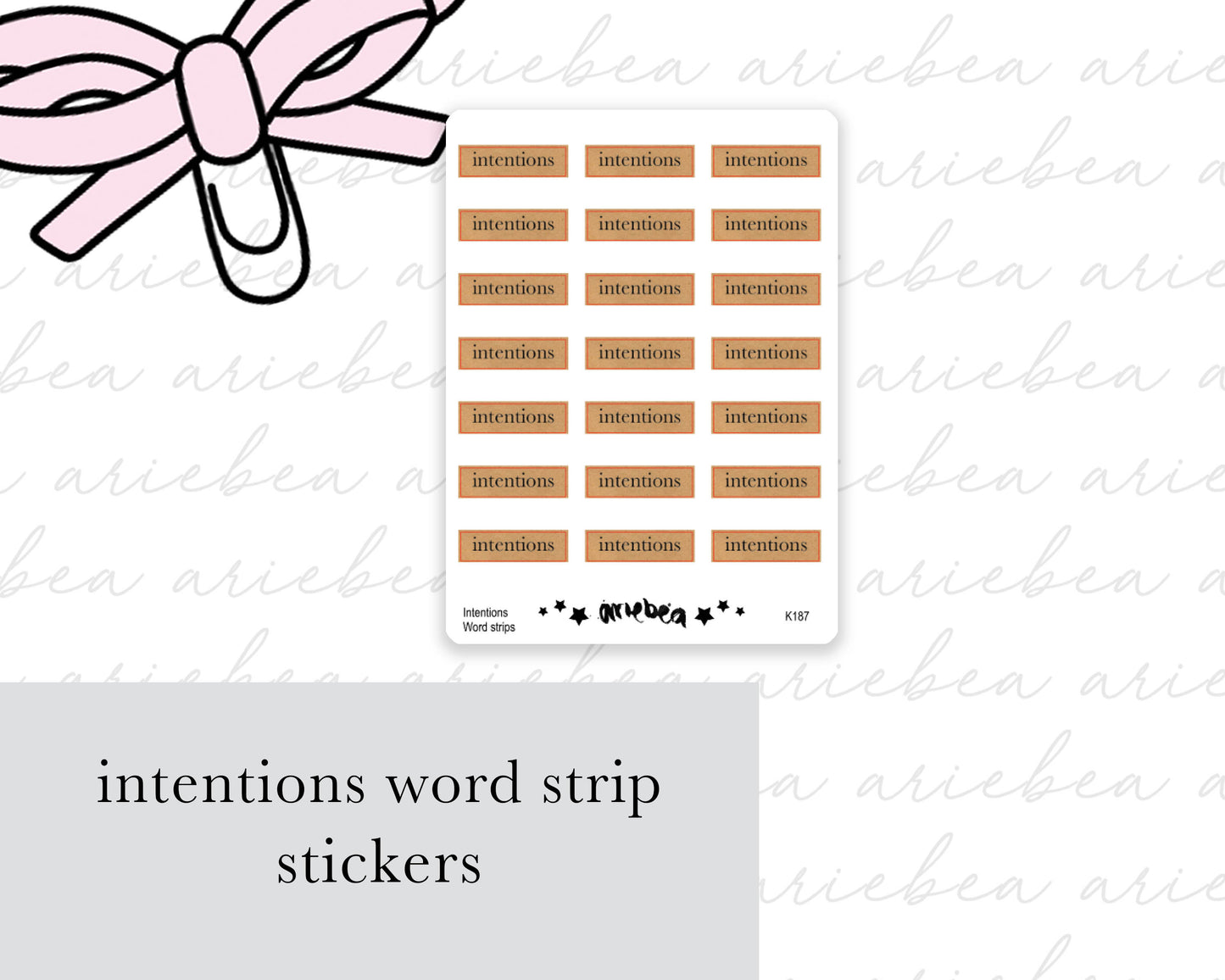 Intentions Word Strip Planner Stickers