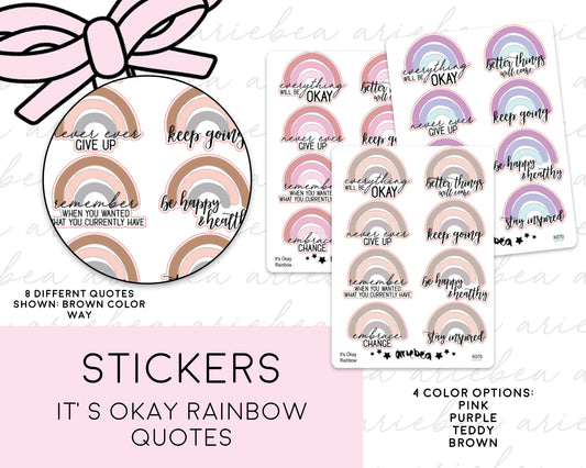 It's Okay Rainbow Happy Quotes Motivational Planner Stickers