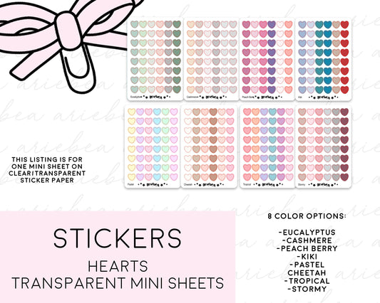 TRANSPARENT Functional Heart Dot Mini Sheet Planner Stickers