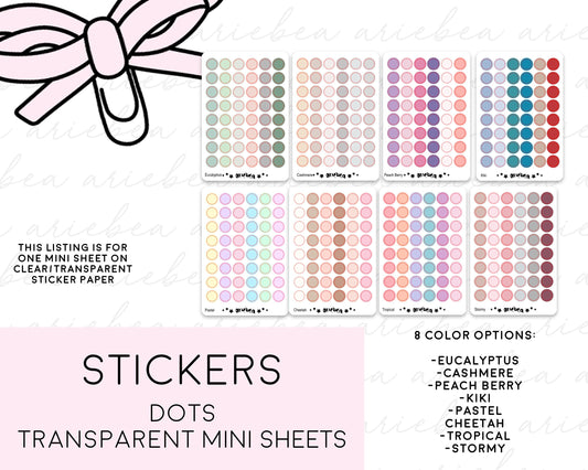 TRANSPARENT Functional Circle Dot Mini Sheet Planner Stickers