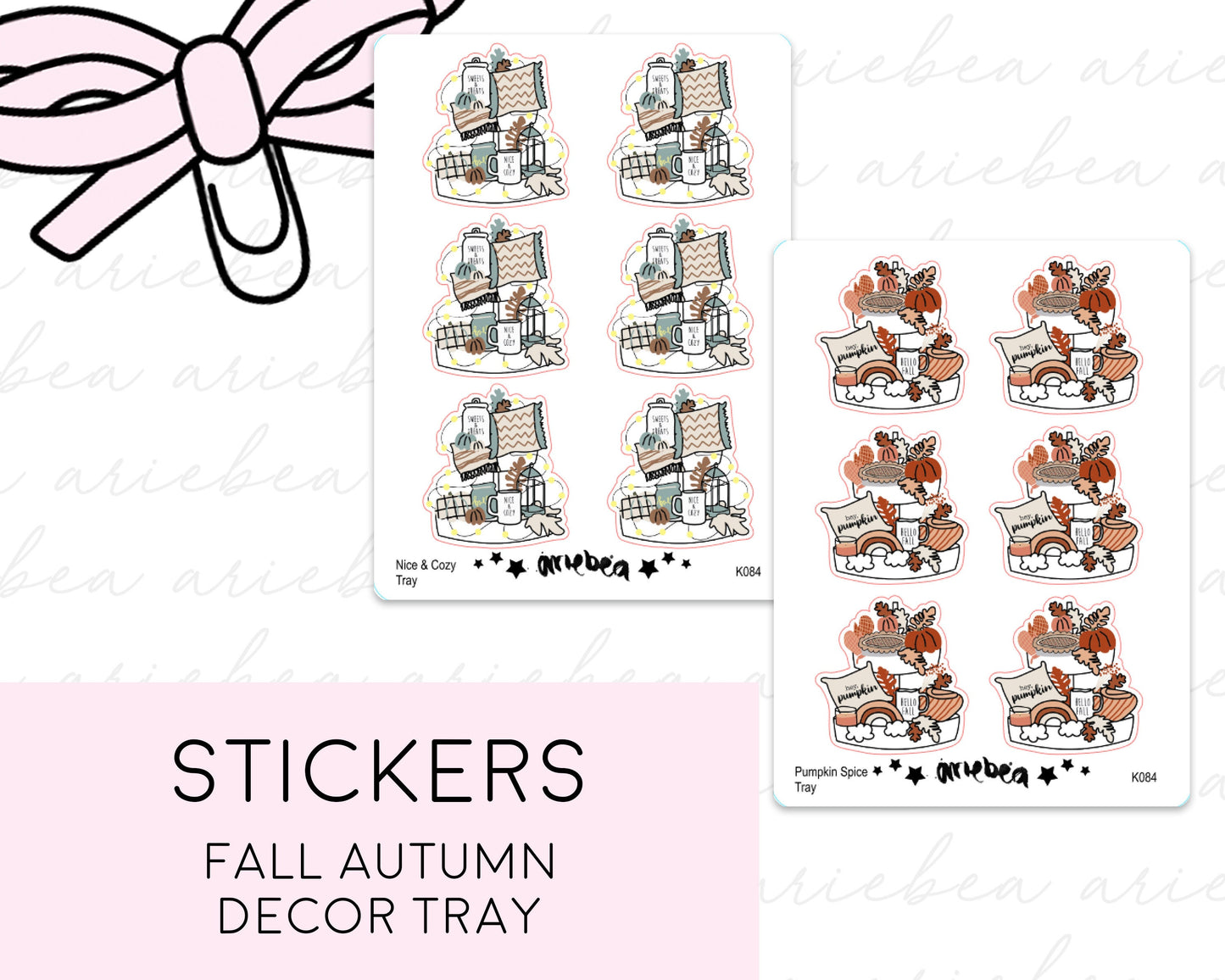 Seasonal Fall Autumn Pumpkin Spice Rainbow Tier Shelf Home Decor Planner Stickers