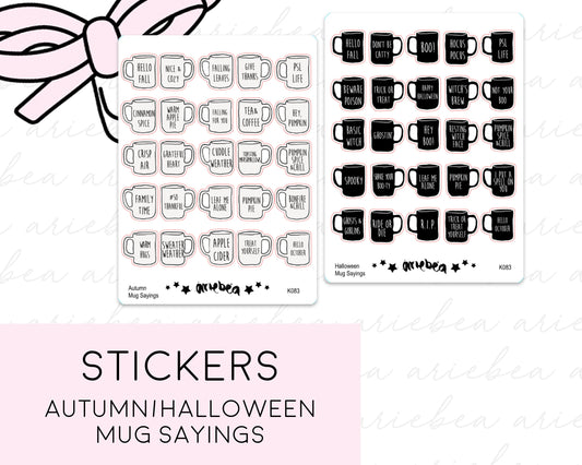 Halloween Fall Autumn Sassy Mug Sayings Cup Home Decor Planner Stickers