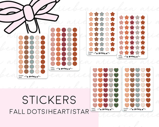 Fall Autumn Functional Circle Dots Heart Star Mini Sheet Planner Stickers
