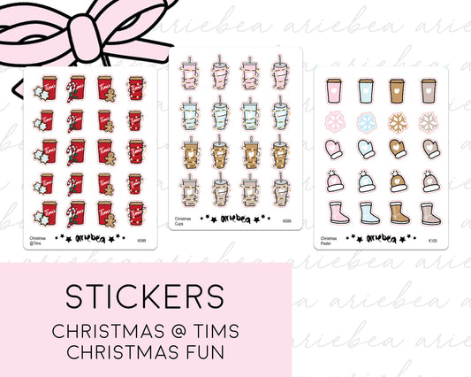 Christmas Holiday Winter Tim Hortons Drink, Starbucks Planner Stickers