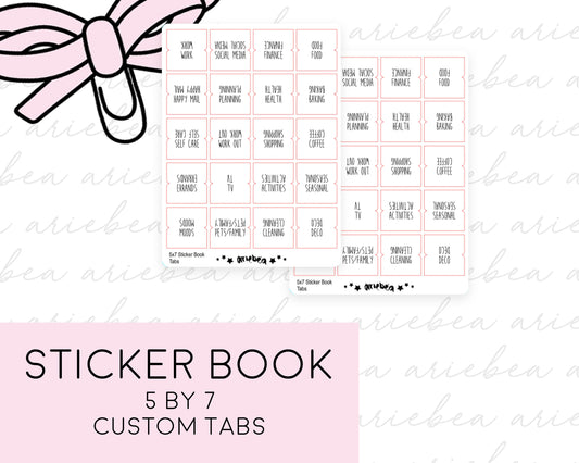 5 by 7 Custom Sticker Book Tabs