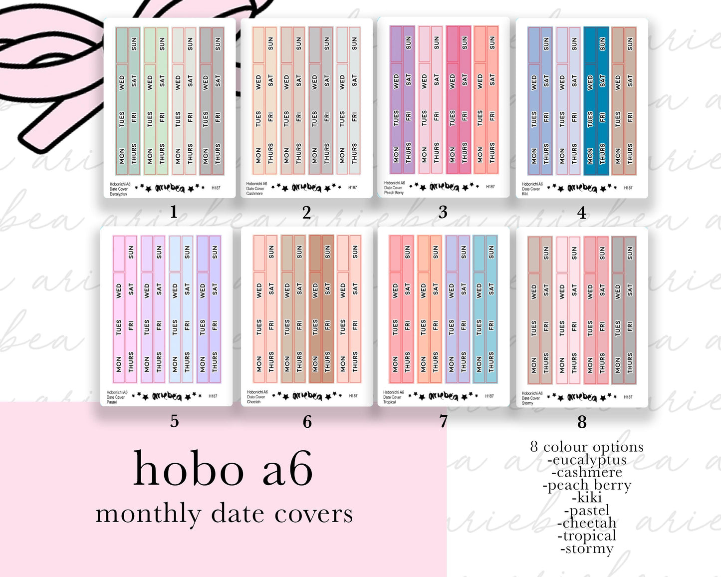 NEW MONTHLY Hobonichi A6 Date Cover Planner Stickers