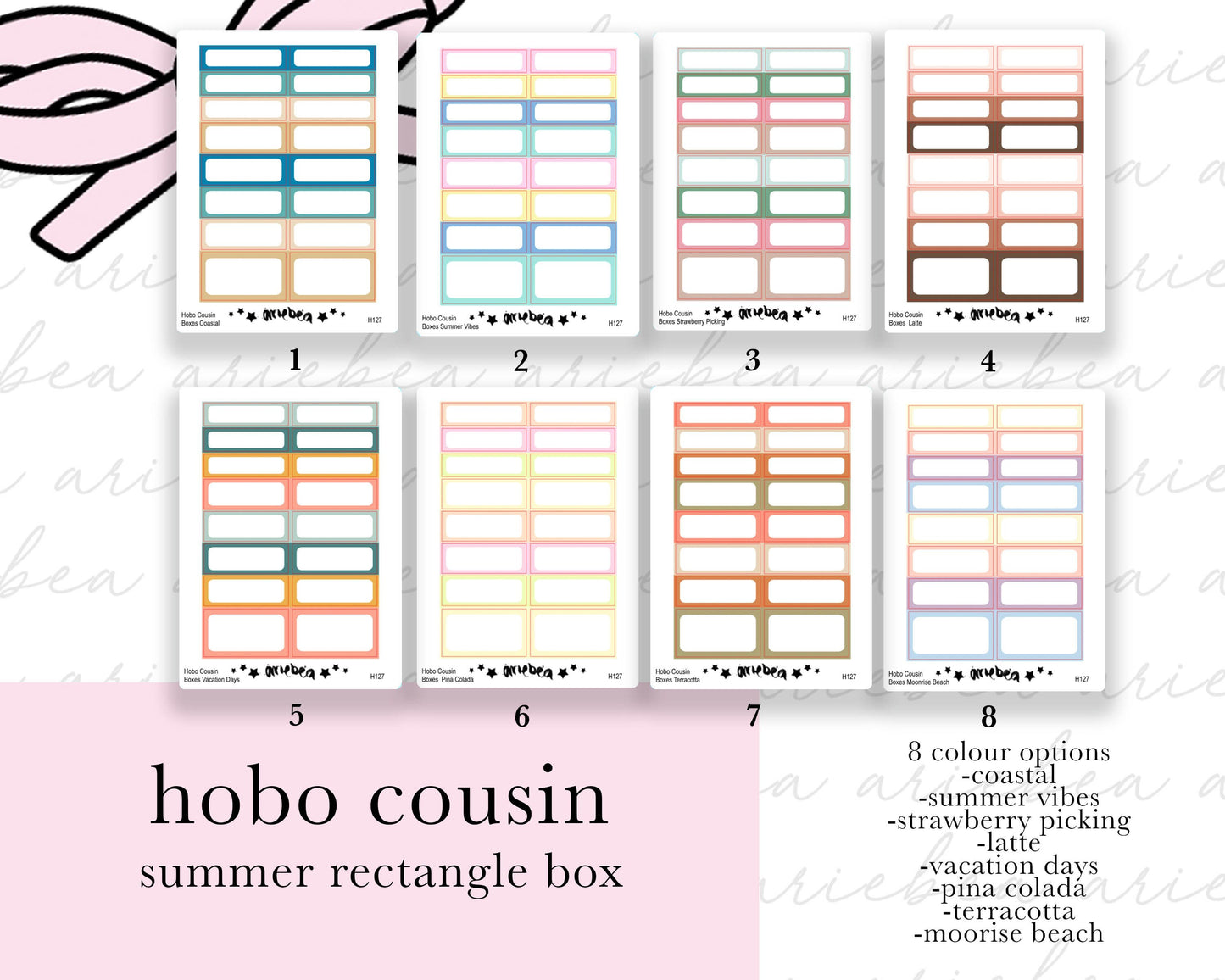 Summer Hobonichi Cousin Box Rectangle Planner Stickers