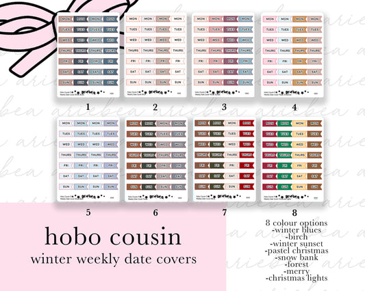 Winter Weekly Hobonichi Cousin Date Cover Flags Planner Stickers