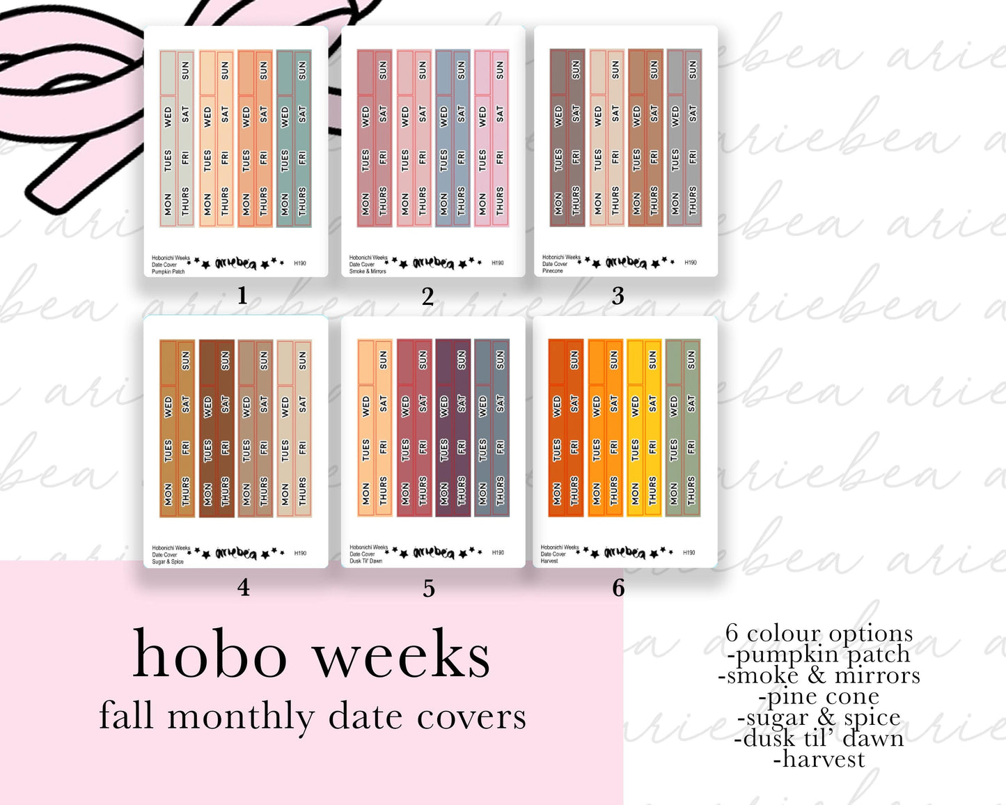 NEW FALL MONTHLY Hobonichi Weeks Date Cover Planner Stickers