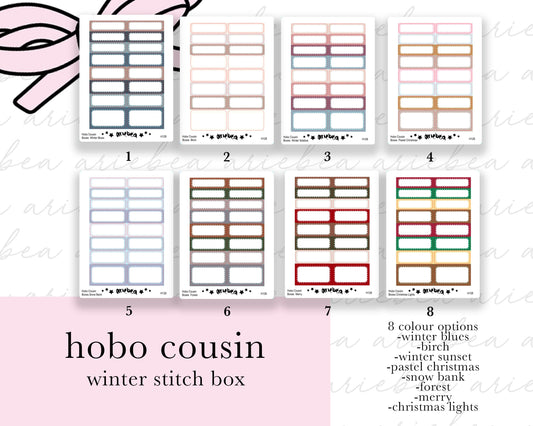 Winter Stitch Hobonichi Cousin Box Rectangle Planner Stickers