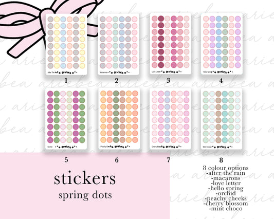Spring Functional Circle Dots Mini Sheet Planner Stickers