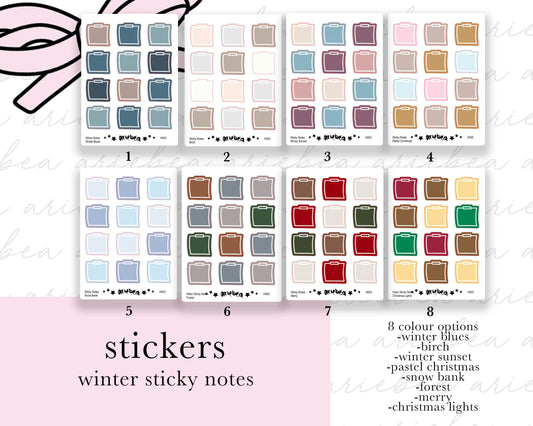 Winter Hobonichi Sticky Note Functional Box Planner Stickers