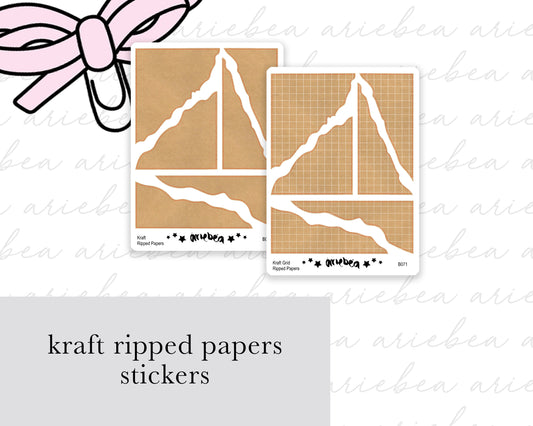 Kraft Ripped Papers Planner Stickers