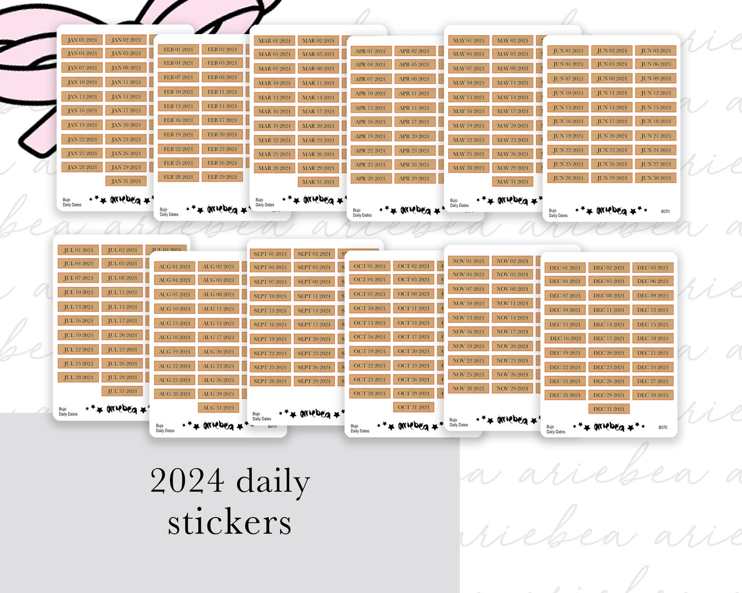 365 daily -kraft bullet journal Planner Stickers