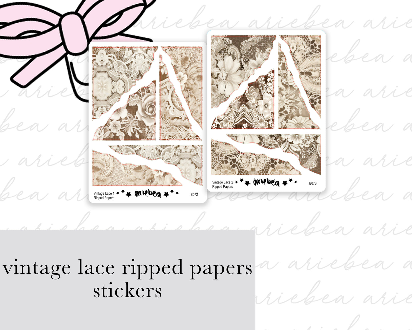 Vintage Lace Ripped Papers Planner Stickers